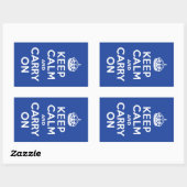 Sticker Rectangulaire Bleu Garder le calme et continuer (Feuille)