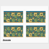 Sticker Rectangulaire Bleu jaune Nasturtium Fleur Nouveau Motif (Feuille)