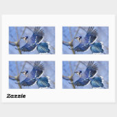 Sticker Rectangulaire Bleu Jay dans l'autocollant de vol (Feuille)