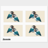Sticker Rectangulaire Bleu Masqué Lovebird adorable paire (Feuille)