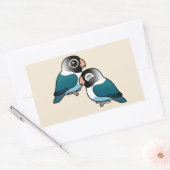 Sticker Rectangulaire Bleu Masqué Lovebird adorable paire (Enveloppe)