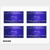 Sticker Rectangulaire Bleu royal avec initiales de Parties scintillant É (Feuille)