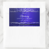 Sticker Rectangulaire Bleu royal avec initiales de Parties scintillant É (Sac)