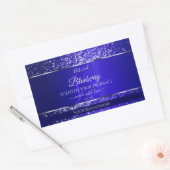 Sticker Rectangulaire Bleu royal avec initiales de Parties scintillant É (Enveloppe)
