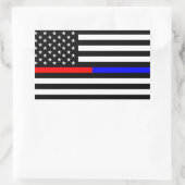 Sticker Rectangulaire bleu thin line polirefighter (Sac)