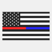 Sticker Rectangulaire bleu thin line polirefighter (Devant)