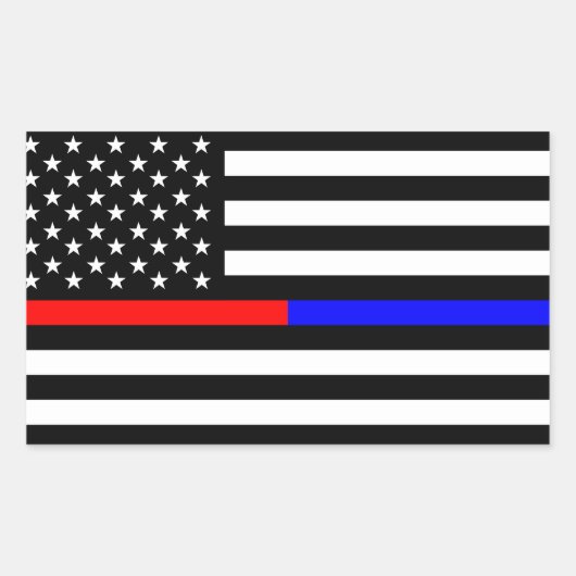 Sticker Rectangulaire bleu thin line polirefighter (Devant)