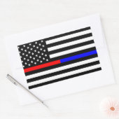Sticker Rectangulaire bleu thin line polirefighter (Enveloppe)