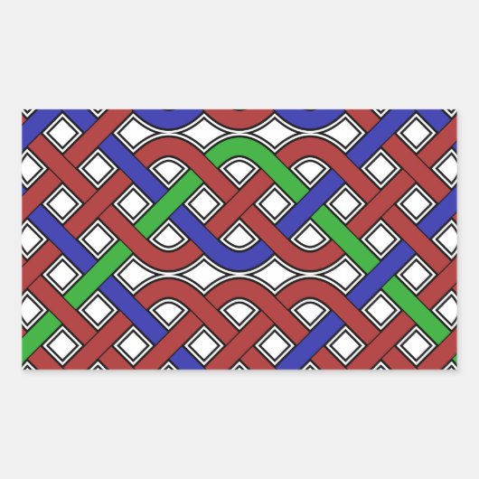 Sticker Rectangulaire Bleu, vert et rouge céleste noeuds (Devant)