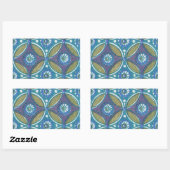 Sticker Rectangulaire Bleu vert Rustique Boho Motif circulaire géométriq (Feuille)