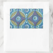 Sticker Rectangulaire Bleu vert Rustique Boho Motif circulaire géométriq (Sac)