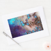 STICKER RECTANGULAIRE BLEUE BUTERRFY BEAUTY MAKEUP ARTISTE (Enveloppe)