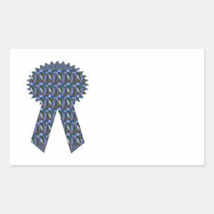 Sticker Rectangulaire BLEUE SPARKLE RIBBON gagnant de la meilleure à bas