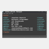 Sticker Rectangulaire Bloc-notes - Programmeur ordinateur - Format Coder (Devant)
