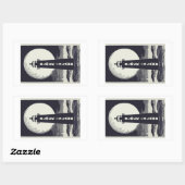 Sticker Rectangulaire Block Island Lighthouse Rhode Island Moon (Feuille)