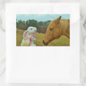 Sticker Rectangulaire Blond Jaune cheval & Bunny de Pâques (Sac)