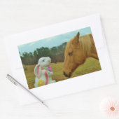 Sticker Rectangulaire Blond Jaune cheval & Bunny de Pâques (Enveloppe)