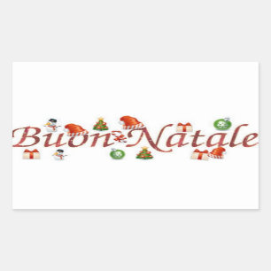 STICKER RECTANGULAIRE BLOQUEUR POUR DIRE **MERCI NOËL** "STYLE ITALIEN"