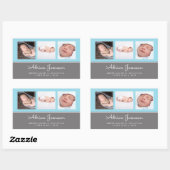 Sticker Rectangulaire Blue Baby Boy Newborn Photo Collage Annonce (Feuille)