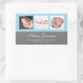 Sticker Rectangulaire Blue Baby Boy Newborn Photo Collage Annonce (Sac)