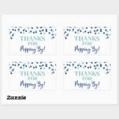 Sticker Rectangulaire Blue Confetti Merci pour Popping By (Feuille)