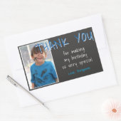 Sticker Rectangulaire Blue Grey Birthday Boy Photo Merci Favor (Enveloppe)