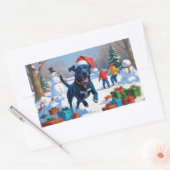 Sticker Rectangulaire Blue Heeler Noël Festive Scène de neige (Enveloppe)