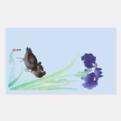 Sticker Rectangulaire Blue Irises and Moorhens par Ohara Koson (Devant)