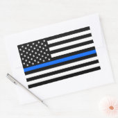 Sticker Rectangulaire "BLUE LINE MINCE sur le DRAPEAU " (Enveloppe)