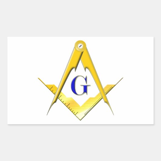 Sticker Rectangulaire Blue Lodge Carré & Compas (Devant)