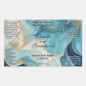Sticker Rectangulaire Blue Marble & Gold Glitter Cosmetics Bottle Label (Devant)