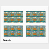Sticker Rectangulaire Blue Ocean Waves Nautilus Seashell Motif Nouveau (Feuille)