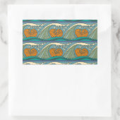 Sticker Rectangulaire Blue Ocean Waves Nautilus Seashell Motif Nouveau (Sac)
