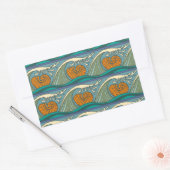 Sticker Rectangulaire Blue Ocean Waves Nautilus Seashell Motif Nouveau (Enveloppe)