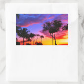 Sticker Rectangulaire Blue Red Sunset Exotic Hawaiian Beach Palm Trees (Sac)