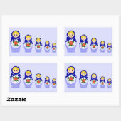 Sticker Rectangulaire Blue russian matryoshka nesting dollar (Feuille)