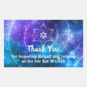 Sticker Rectangulaire Blue violet Galaxy Bat Bar Mitzvah Merci (Devant)