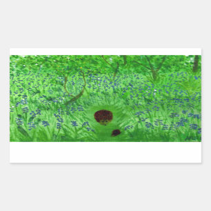Sticker Rectangulaire Bluebell Wood Hérisson vert