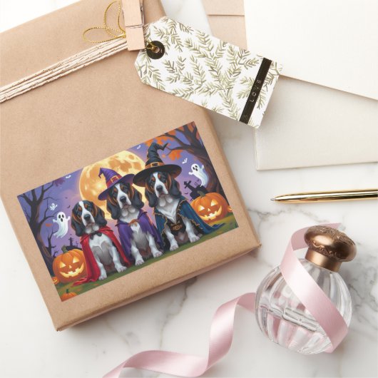 Sticker Rectangulaire Bluetick Coonhound Chiens Citrouille Halloween Fun (Cadeaux)