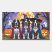Sticker Rectangulaire Bluetick Coonhound Chiens Citrouille Halloween Fun (Devant)