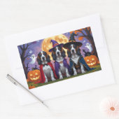 Sticker Rectangulaire Bluetick Coonhound Chiens Citrouille Halloween Fun (Enveloppe)