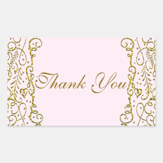 Sticker Rectangulaire Blush Pink Gold Castle PRINCESS Fête Anniversaire (Devant)