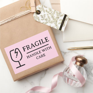 Sticker Rectangulaire Blush Pink Professional Fragile Handle With Care