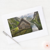 Sticker Rectangulaire Boathouse dans le lac Obersee dans les Alpes en Al (Enveloppe)