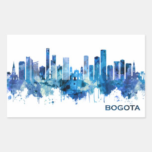 Sticker Rectangulaire Bogota Colombia Skyline Blue