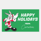 Sticker Rectangulaire BOGS BUNNY™ Père Noël Waving | Joyeuses fêtes (Devant)