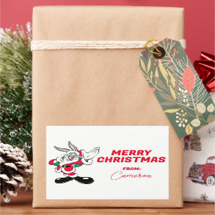 Sticker Rectangulaire BOGS BUNNY™ Père Noël Waving Joyeuses fêtes
