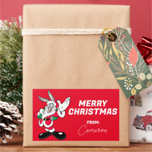 Sticker Rectangulaire BOGS BUNNY™ Père Noël Waving Joyeuses fêtes