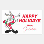Sticker Rectangulaire BOGS BUNNY™ Père Noël Waving | Joyeuses fêtes (Devant)