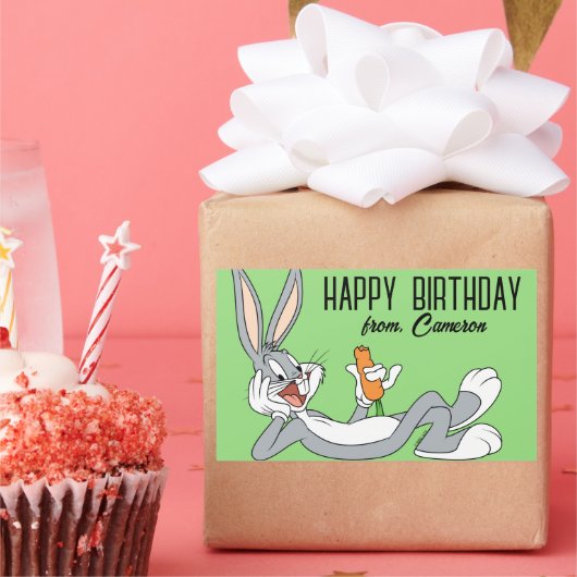 Sticker Rectangulaire BOGUES BUNNY™ allongé | Joyeux anniversaire (Fête)
